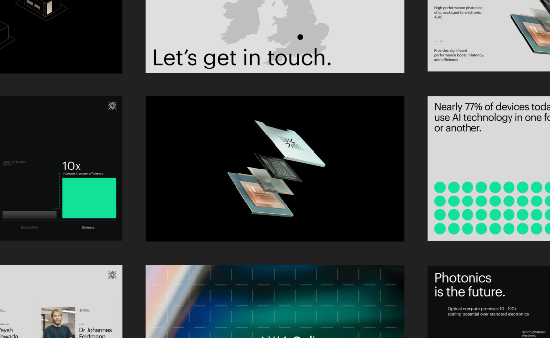 Pitch deck design for Salience Labs, photonic switch company