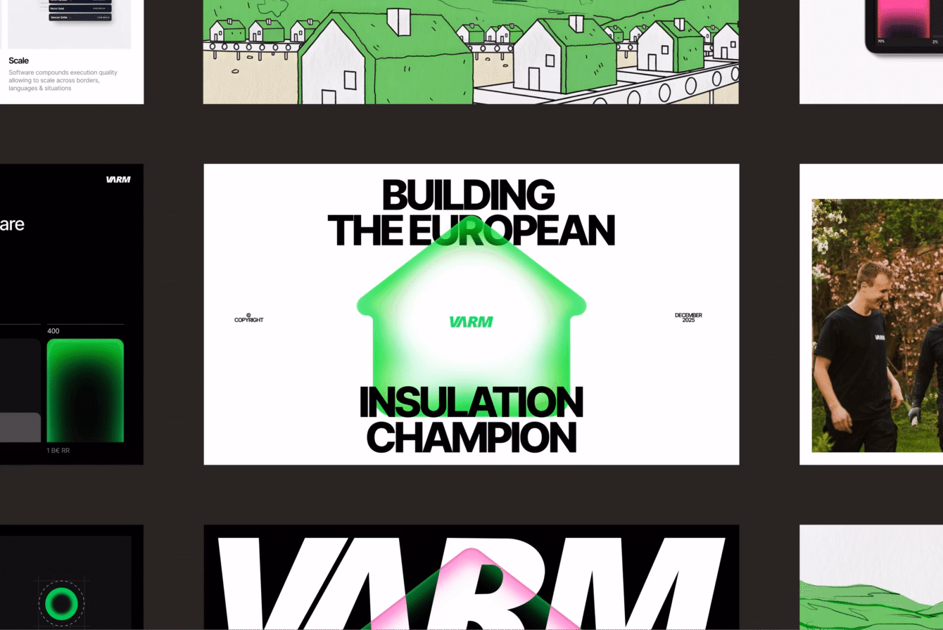 VARM bringing fast, scalable home insulation to millions of European homes, with a pitch deck by OCHI.DESIGN.